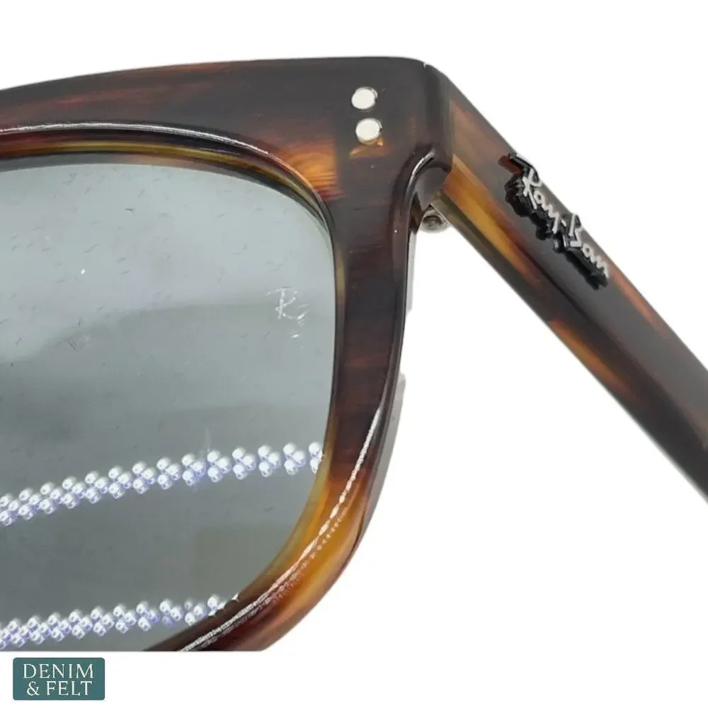 NEW Ray-Ban Unisex Balorette Striped Havana Pillow Frame Blue‎ Lens Sunglasses